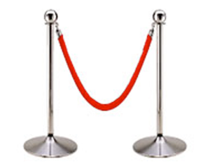 silver stanchion posts