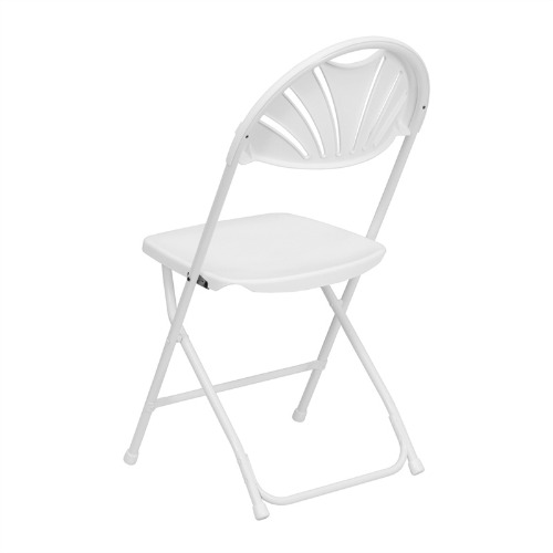 a White Fan Back Plastic Folding Chair