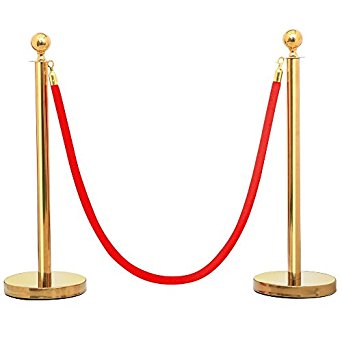 Make your next event an elegant affair. Let your guests walk on a Red Carpet surrounded by Gold Stanchion Posts.