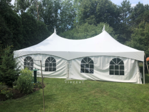 Frame Tent with Sidewalls in backyard